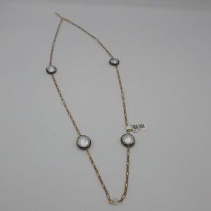 Weezie D Necklace With 4 Faux Pearls Sparkling 31" Long New With Tag